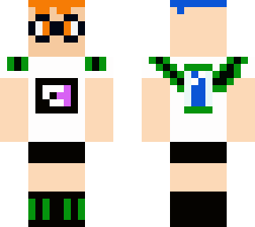 orange  splatoon  inkling girl with ink tank back pack