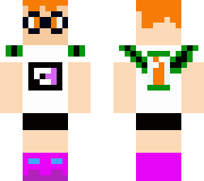 orange  splatoon  inkling girl with ink tank back pack
