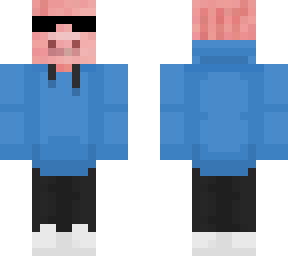 pig in blue with glasses