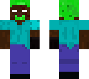 black herobrine with green hair, a scar, and a black glove