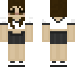 brown hair-black and white outfit <3