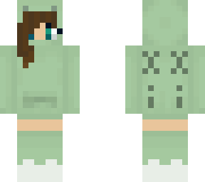 burnette in frog hoodie