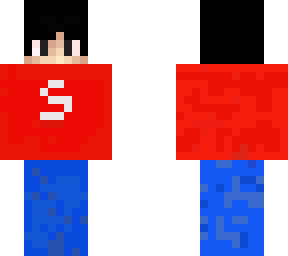 red shirt person with an s on the shirt