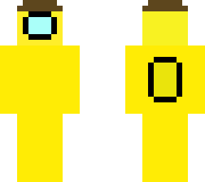 yellow among us character with brown hat
