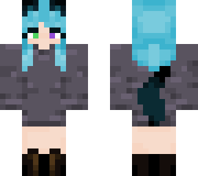 blue haired cat/wolf/fox girl-