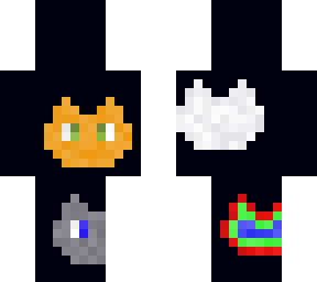 ginger, gray, white, and rainbow kitty