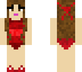 girl in a red swimming costume