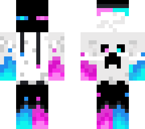 one of them orange and blue enderman but pink