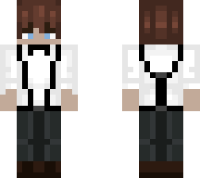 shirt with braces and tie