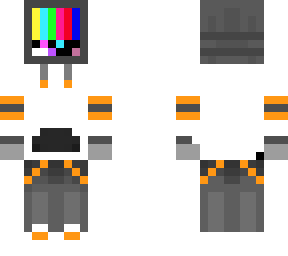 tv head (orange and white)