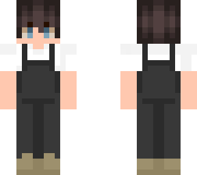 a simple boy wearing black overalls.