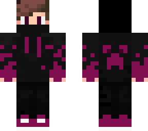 boy in a black and magenta hoodie