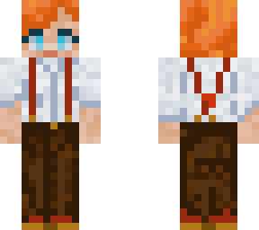 girl in suspenders red head