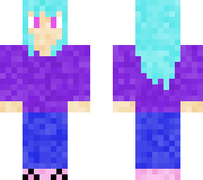 girl with blue hair and purple shirt