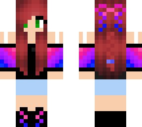 red hair girl with bi***ual flag