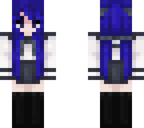 blue hair school girl uniform