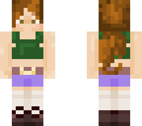 girl with purple skirt and green top
