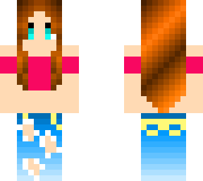 pink crop-top girl with blue jeans