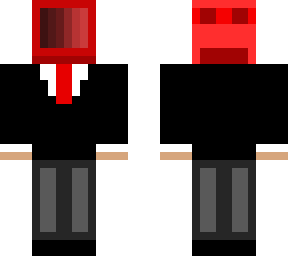 red tv head with suit on