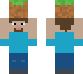 steve holding a grass block