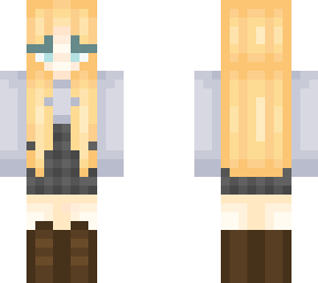 blonde girl with blue outfit
