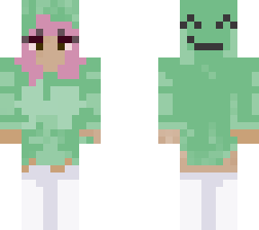 frog suit with pink hair girl
