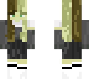 half brown/blonde hair cute sweater with skirt and knee high white socks