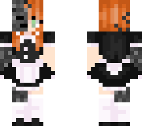 half skeleton red hair maid dress