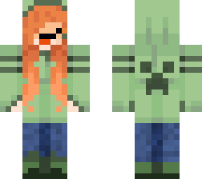 noob girl with creeper hoodie