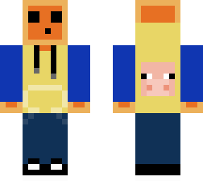 orange slime with pig hoodie blue sleeves