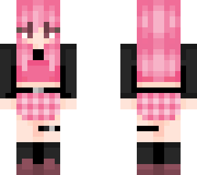pink and black fashion long hair
