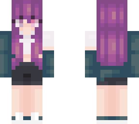 purple haired girl with jacket and shirt on :d