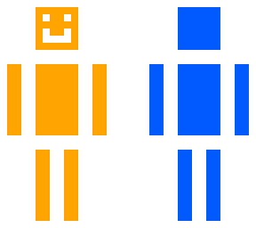 retro orange and blue skin