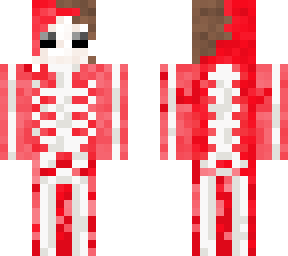 split dye red and black emo skeleton boy