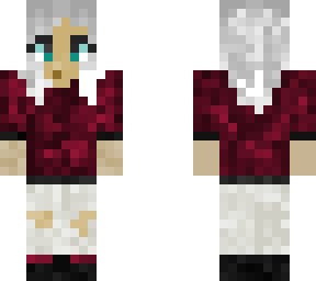 white long hair skin with burgundy red clothes and white jeans