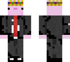 axolotl with a suit and crown | Minecraft Skin