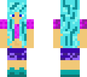 blue hair pink shirt girl
