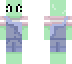 froggo with overalls and a bow