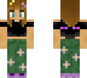 girl in flower pants and enderman crop top