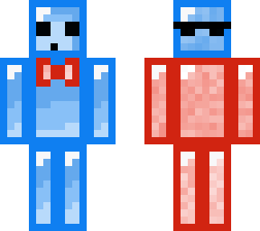 iluminated red and blue men