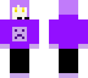 purple gamer girl with hoodie, gloves, leggings, and creeper logo