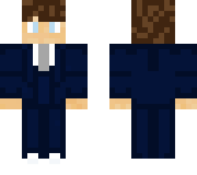 blue suit and grey tie