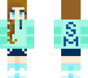 girl blue hoodie with initials on the back