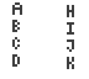 i'm trying to do the abc but here so later i can do better pixel art(?