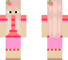 pink strawberry girl with skirt
