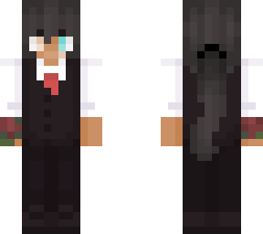 redapple in a suit w/ponytail