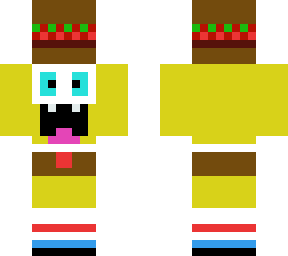 spongebob sqarepants holding a burger