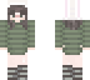 bunny hat girl with short hair + stripes
