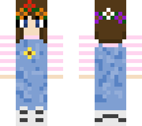 pink girl with rainbow flowers