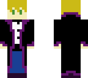 blonde man in purple and black coat
